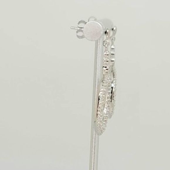 Platinum Plated .925 SS 1.67cttw Diamond  Simulant Circle Earrings - Picture 5 of 9